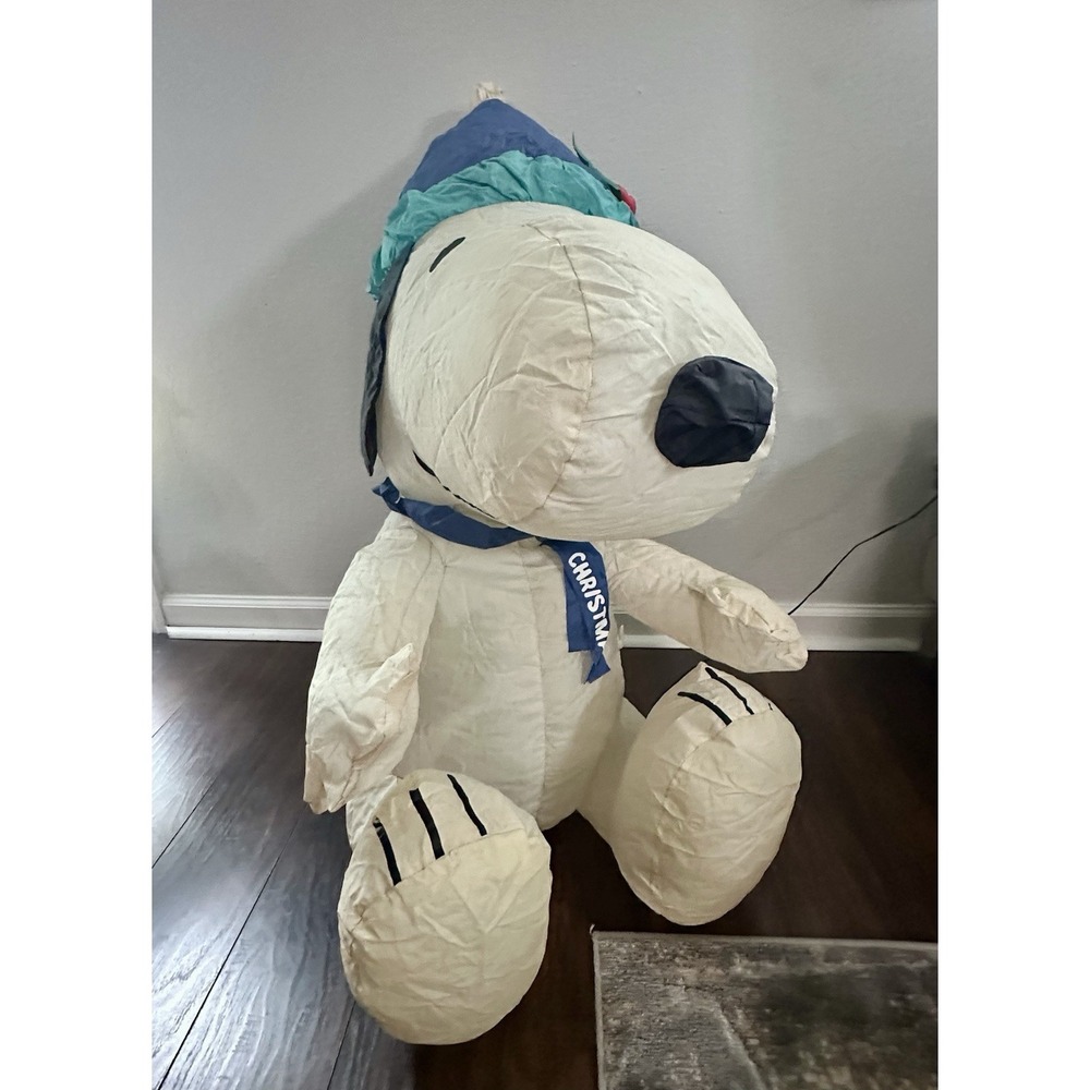 Rare Gemmy 3 Ft Snoopy Peanuts Airblown Inflatable W/ Blue Scarf & Hat Christmas - Picture 6 of 16